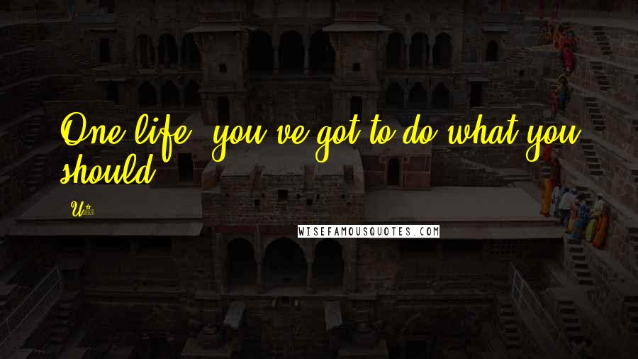 U2 Quotes: One life, you've got to do what you should