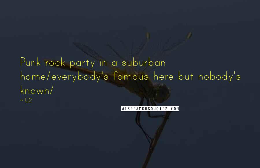 U2 Quotes: Punk rock party in a suburban home/everybody's famous here but nobody's known/