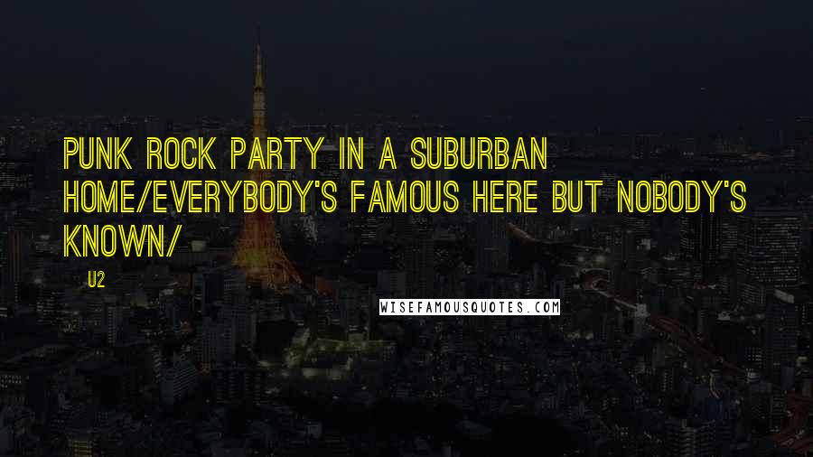 U2 Quotes: Punk rock party in a suburban home/everybody's famous here but nobody's known/