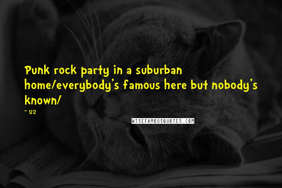 U2 Quotes: Punk rock party in a suburban home/everybody's famous here but nobody's known/