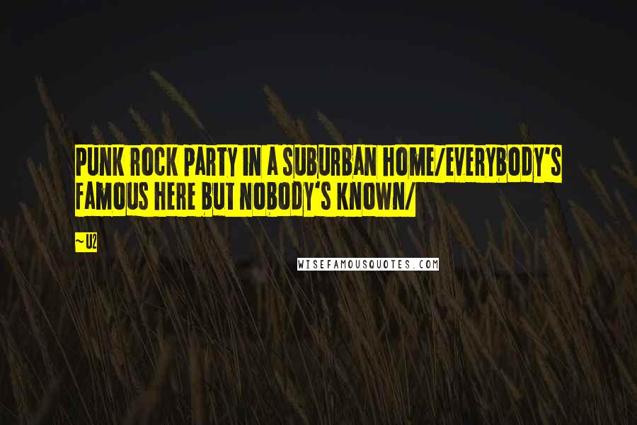 U2 Quotes: Punk rock party in a suburban home/everybody's famous here but nobody's known/