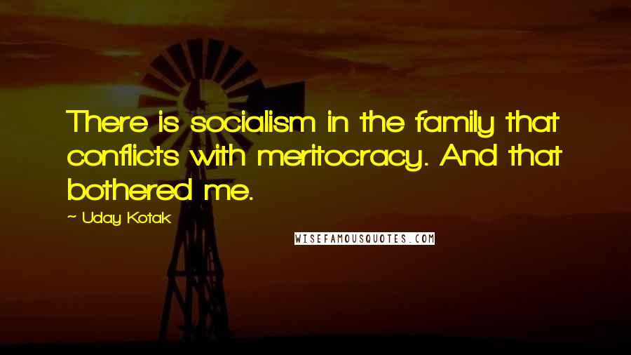 Uday Kotak Quotes: There is socialism in the family that conflicts with meritocracy. And that bothered me.