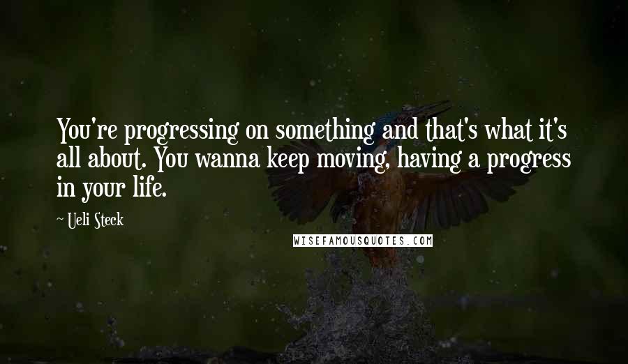 Ueli Steck Quotes: You're progressing on something and that's what it's all about. You wanna keep moving, having a progress in your life.