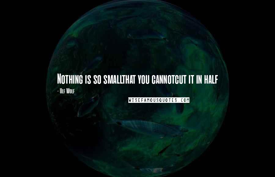 Ulf Wolf Quotes: Nothing is so smallthat you cannotcut it in half