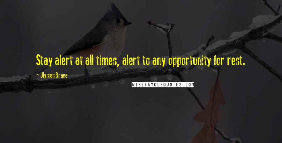 Ulysses Brave Quotes: Stay alert at all times, alert to any opportunity for rest.