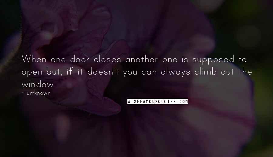 Umknown Quotes: When one door closes another one is supposed to open but, if it doesn't you can always climb out the window