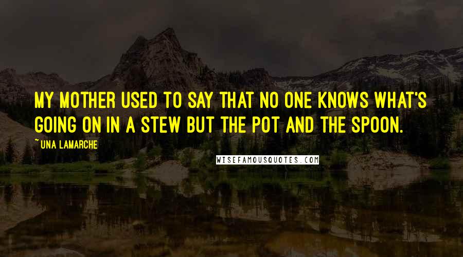 Una LaMarche Quotes: My mother used to say that no one knows what's going on in a stew but the pot and the spoon.