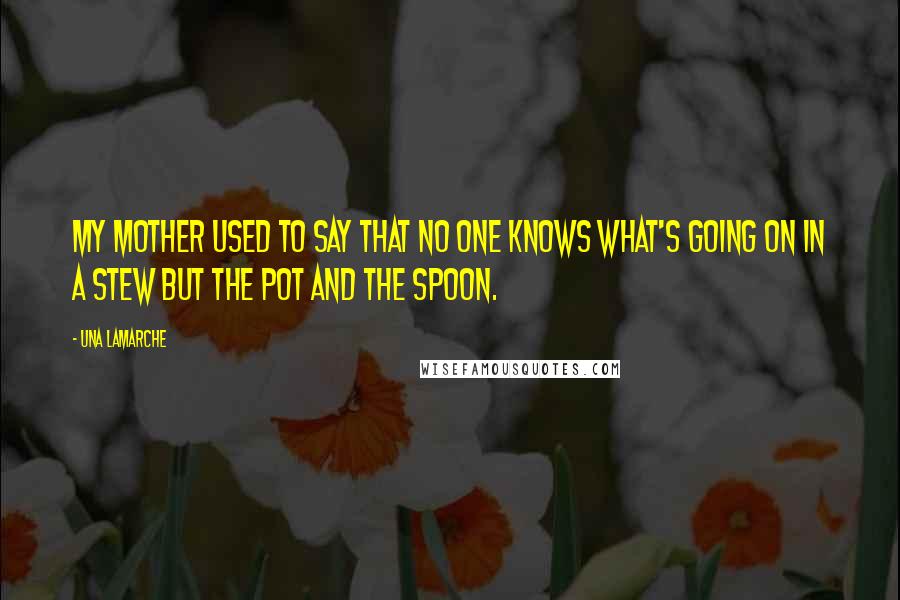 Una LaMarche Quotes: My mother used to say that no one knows what's going on in a stew but the pot and the spoon.