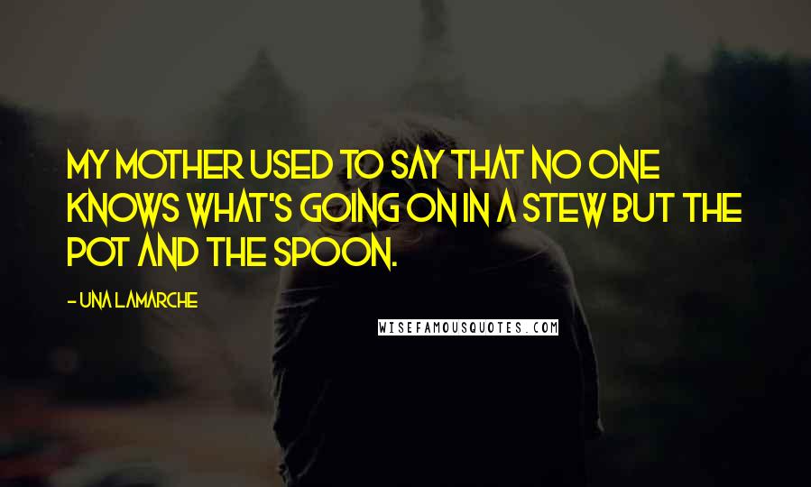 Una LaMarche Quotes: My mother used to say that no one knows what's going on in a stew but the pot and the spoon.