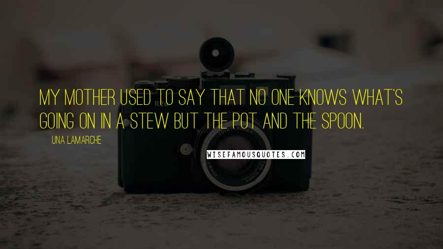 Una LaMarche Quotes: My mother used to say that no one knows what's going on in a stew but the pot and the spoon.