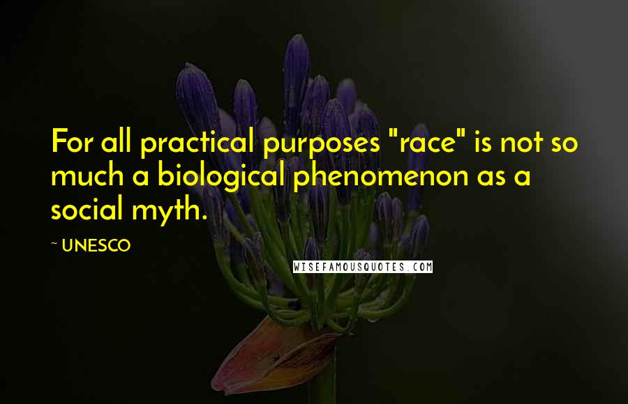 UNESCO Quotes: For all practical purposes "race" is not so much a biological phenomenon as a social myth.