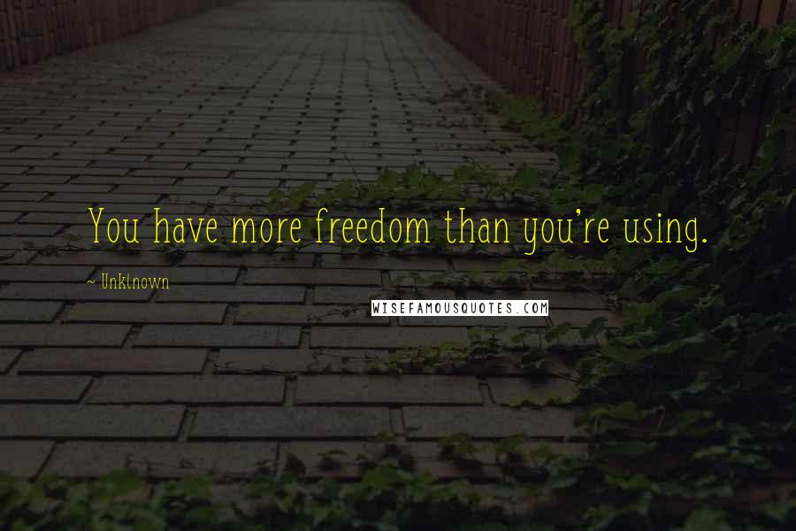 Unklnown Quotes: You have more freedom than you're using.