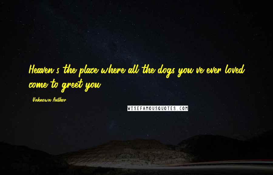 Unknown Author 516 Quotes: Heaven's the place where all the dogs you've ever loved come to greet you.