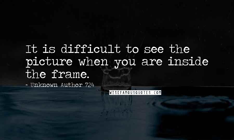 Unknown Author 724 Quotes: It is difficult to see the picture when you are inside the frame.