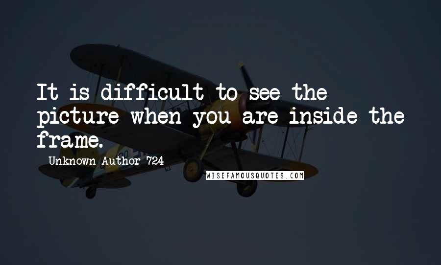 Unknown Author 724 Quotes: It is difficult to see the picture when you are inside the frame.