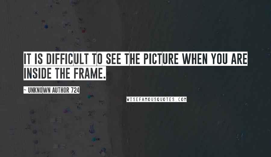 Unknown Author 724 Quotes: It is difficult to see the picture when you are inside the frame.