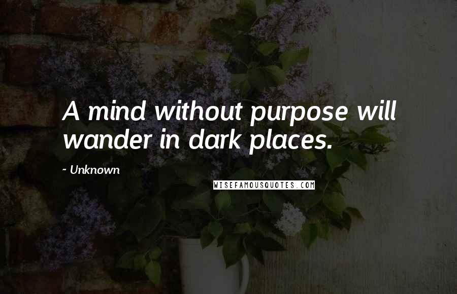 Unknown Quotes: A mind without purpose will wander in dark places.