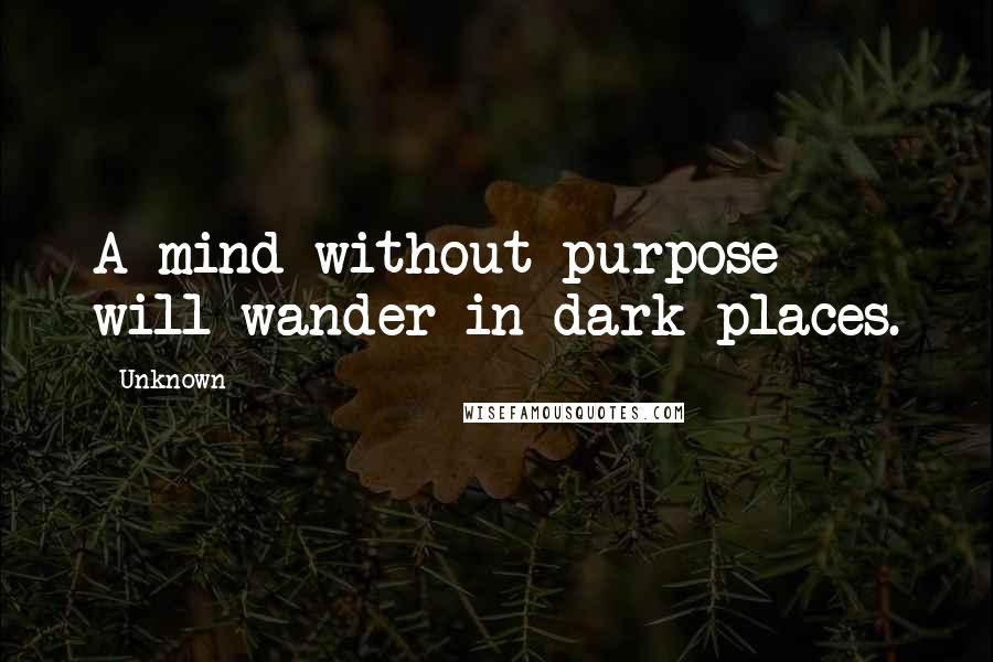 Unknown Quotes: A mind without purpose will wander in dark places.