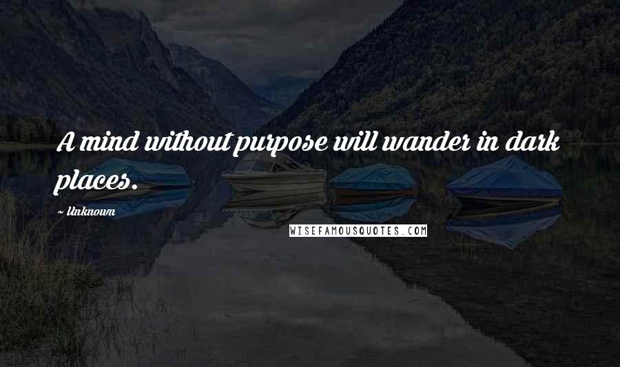 Unknown Quotes: A mind without purpose will wander in dark places.