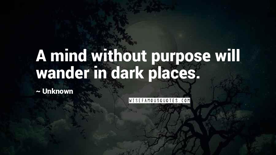 Unknown Quotes: A mind without purpose will wander in dark places.