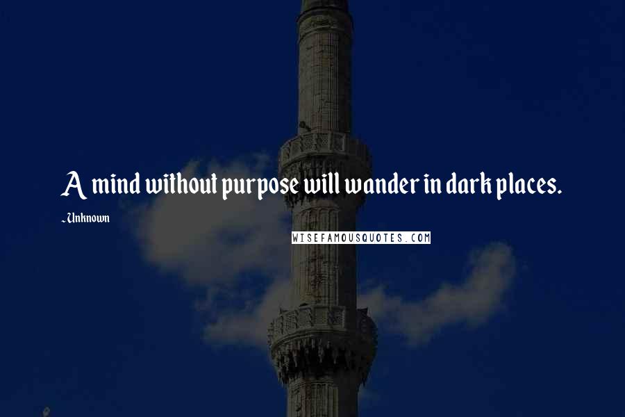 Unknown Quotes: A mind without purpose will wander in dark places.