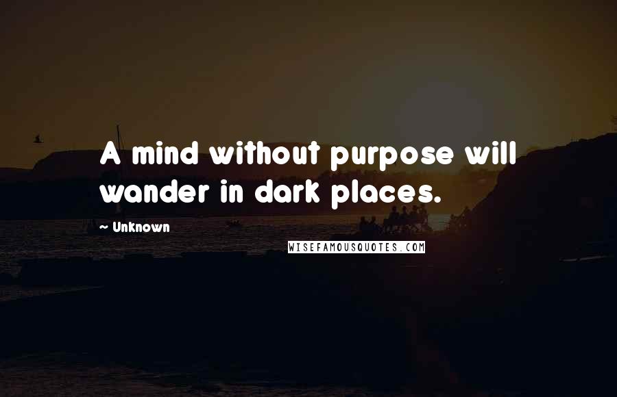 Unknown Quotes: A mind without purpose will wander in dark places.