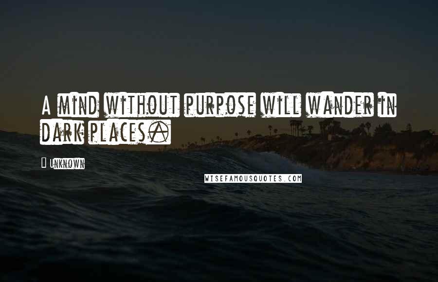 Unknown Quotes: A mind without purpose will wander in dark places.