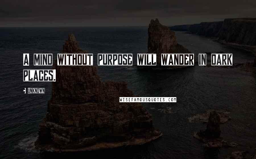 Unknown Quotes: A mind without purpose will wander in dark places.