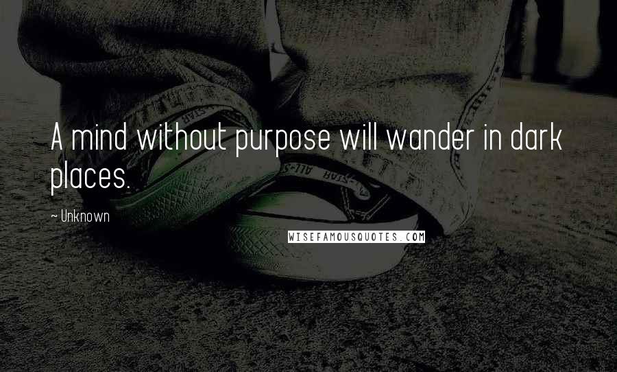 Unknown Quotes: A mind without purpose will wander in dark places.