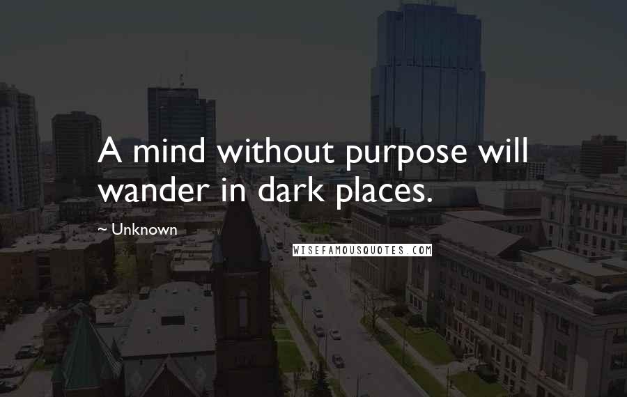 Unknown Quotes: A mind without purpose will wander in dark places.