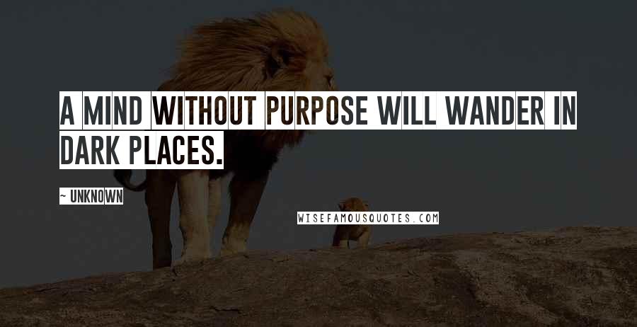 Unknown Quotes: A mind without purpose will wander in dark places.