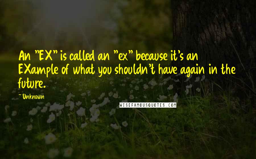 Unknown Quotes: An "EX" is called an "ex" because it's an EXample of what you shouldn't have again in the future.