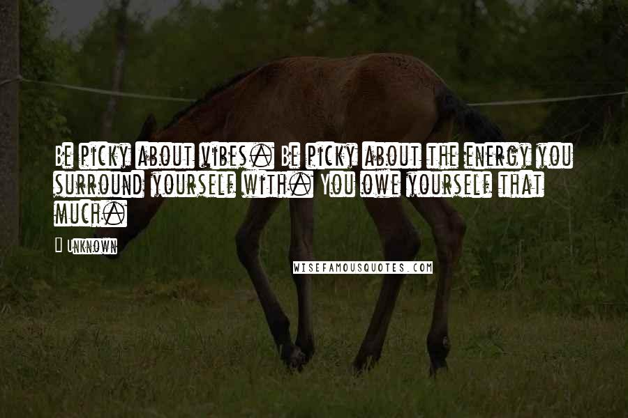 Unknown Quotes: Be picky about vibes. Be picky about the energy you surround yourself with. You owe yourself that much.