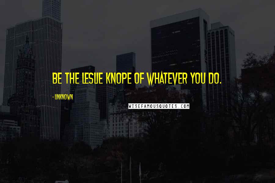 Unknown Quotes: Be the Leslie Knope of whatever you do.