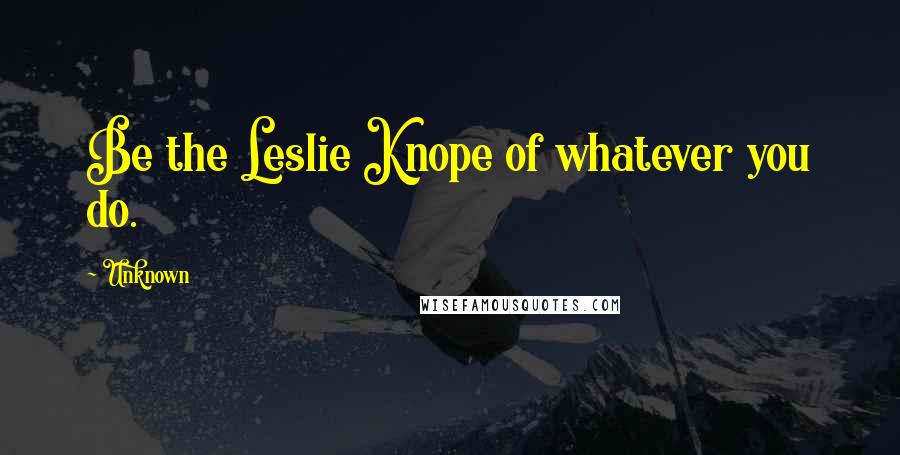Unknown Quotes: Be the Leslie Knope of whatever you do.
