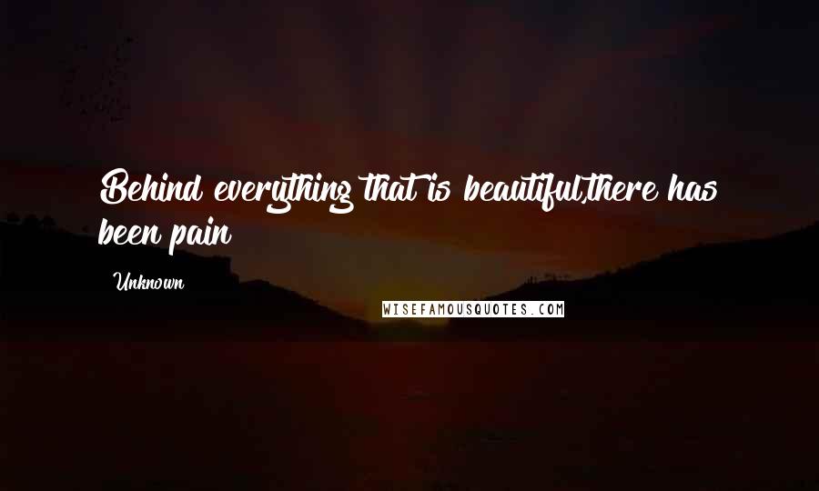 Unknown Quotes: Behind everything that is beautiful,there has been pain
