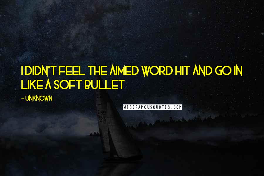 Unknown Quotes: I didn't feel the aimed word hit and go in like a soft bullet
