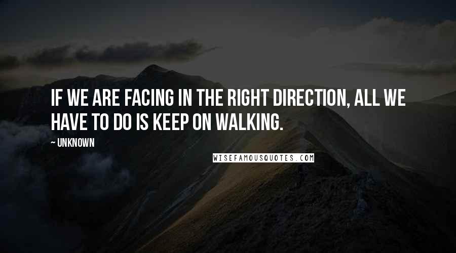 Unknown Quotes: If we are facing in the right direction, all we have to do is keep on walking.