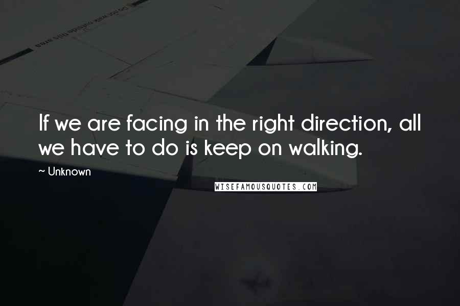Unknown Quotes: If we are facing in the right direction, all we have to do is keep on walking.