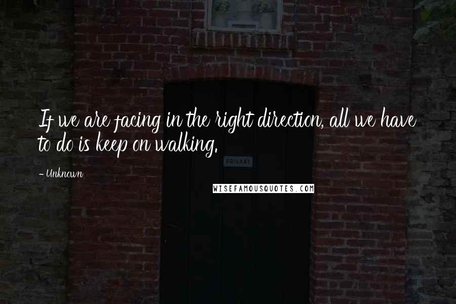 Unknown Quotes: If we are facing in the right direction, all we have to do is keep on walking.