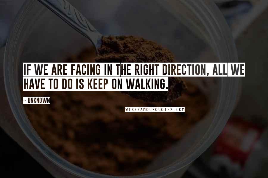 Unknown Quotes: If we are facing in the right direction, all we have to do is keep on walking.