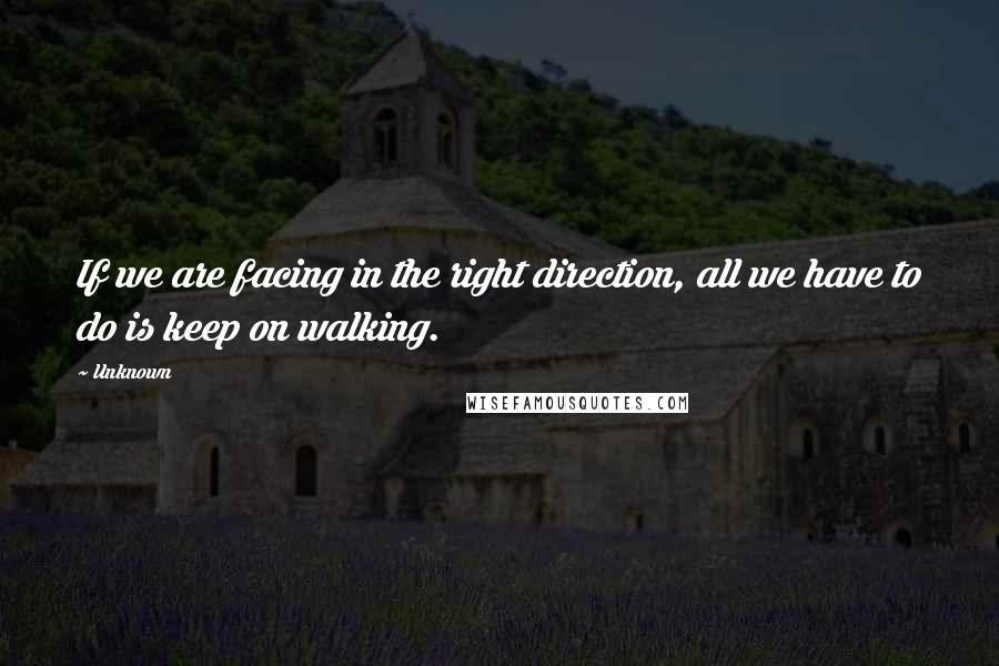 Unknown Quotes: If we are facing in the right direction, all we have to do is keep on walking.