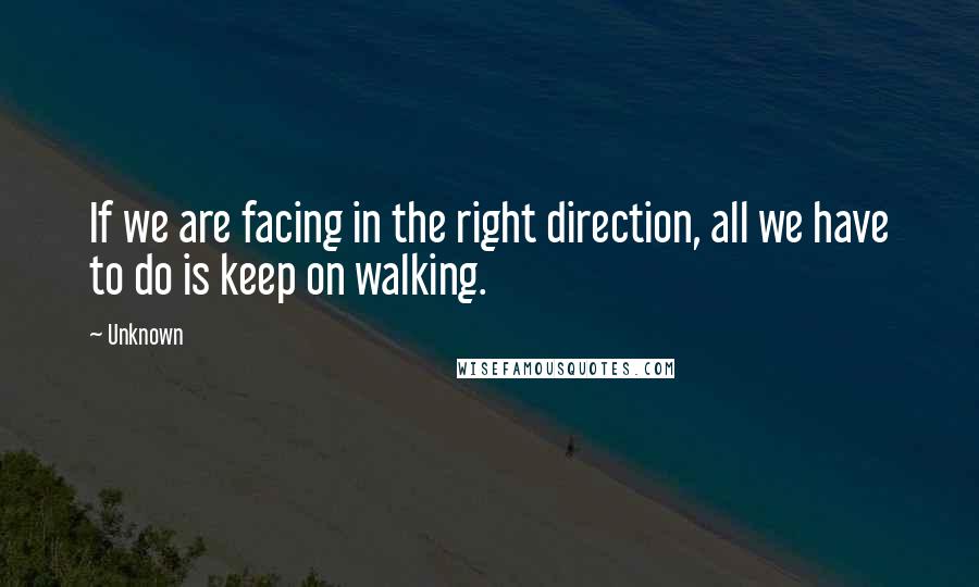 Unknown Quotes: If we are facing in the right direction, all we have to do is keep on walking.