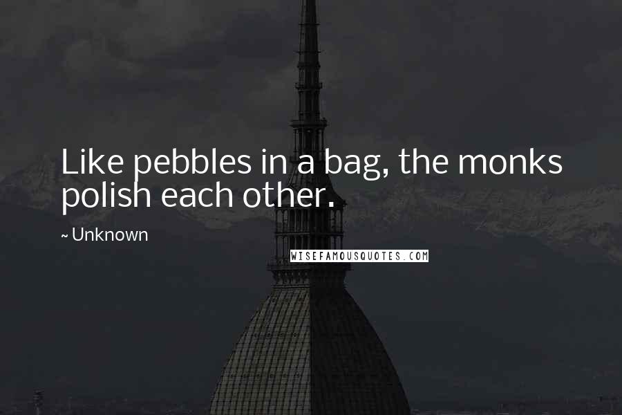 Unknown Quotes: Like pebbles in a bag, the monks polish each other.