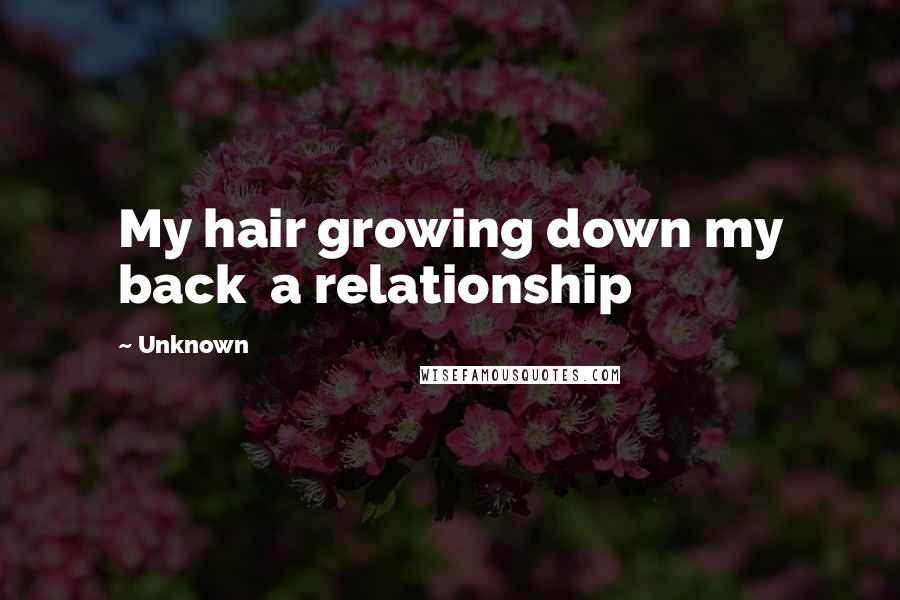 Unknown Quotes: My hair growing down my back  a relationship