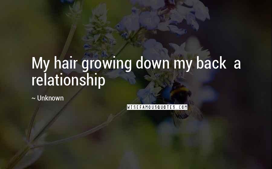 Unknown Quotes: My hair growing down my back  a relationship
