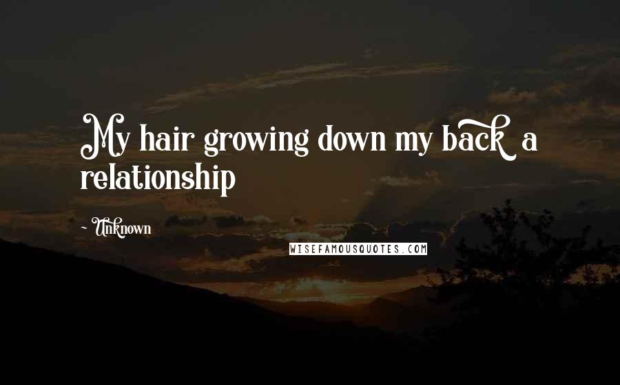 Unknown Quotes: My hair growing down my back  a relationship