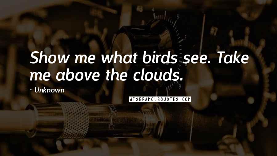 Unknown Quotes: Show me what birds see. Take me above the clouds.