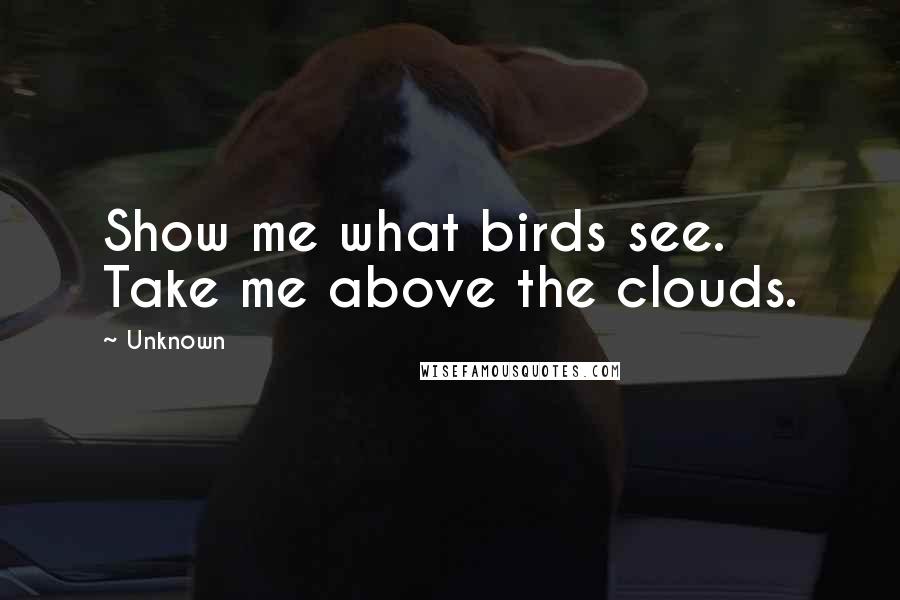 Unknown Quotes: Show me what birds see. Take me above the clouds.
