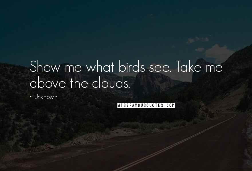 Unknown Quotes: Show me what birds see. Take me above the clouds.